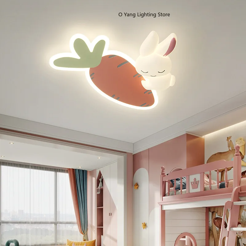 Nette Karotte Kaninchen Kinderzimmer Deckenleuchten Licht Romantische Warme Baby Zimmer Prinzessin Zimmer Mädchen Schlafzimmer Lampen RC Dimmen