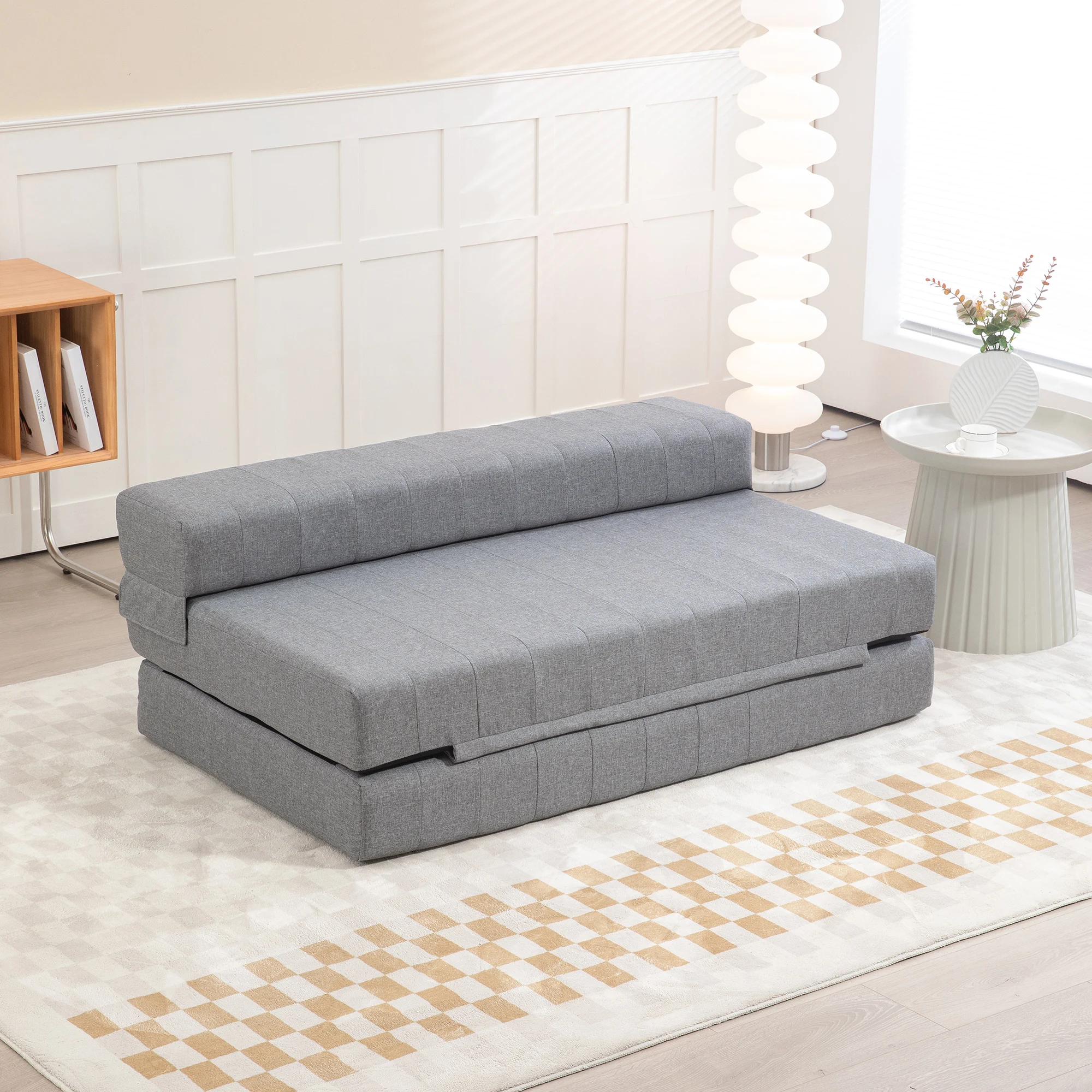 Klappbarer Gästebettstuhl mit Schlaffunktion, grau, 138x80x50 cm, belastbar bis 250 kg. Image