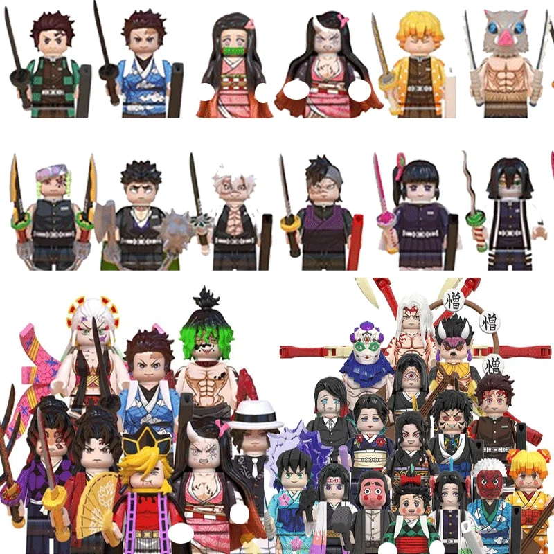 WM6116 WM6137 Demon Slayer Bausteine Mini-Actionfiguren zum Zusammenbauen Tanjirou Nezuko Inosuke Giyuu Kyoujurou Kindergeschenke Image