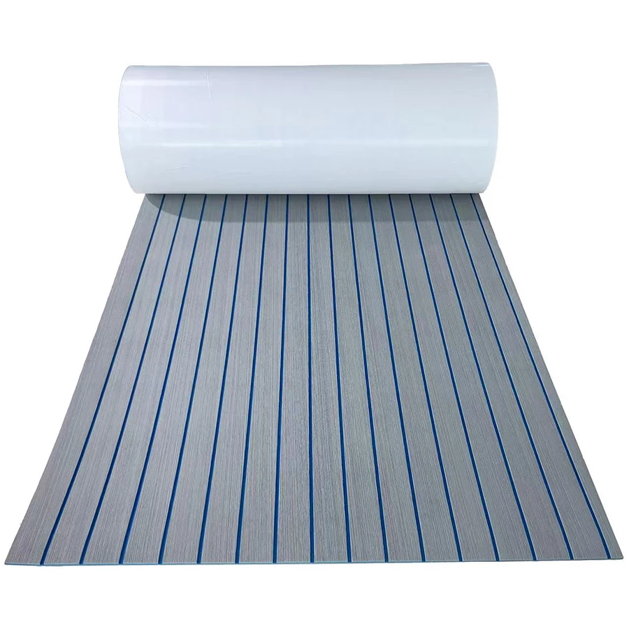 240*45cm EVA-Schaum Teak-Bodenmatte 6mm Dick Rutschfeste Selbstklebende Unterlage Zuschneidbar Wasserdichter Marinetteppich für Bootsdeck Wohnmobil Yacht Image