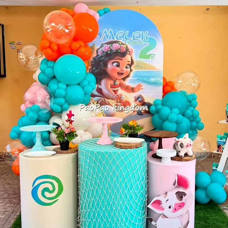 Niedliches Ozean-Abenteuer, Moana-Cartoon-Thema, Girlande, Bogen, Ballon, alles Gute zum Geburtstag, Party-Dekoration, Kinder, Babyparty, Geschenke, Zubehör Image
