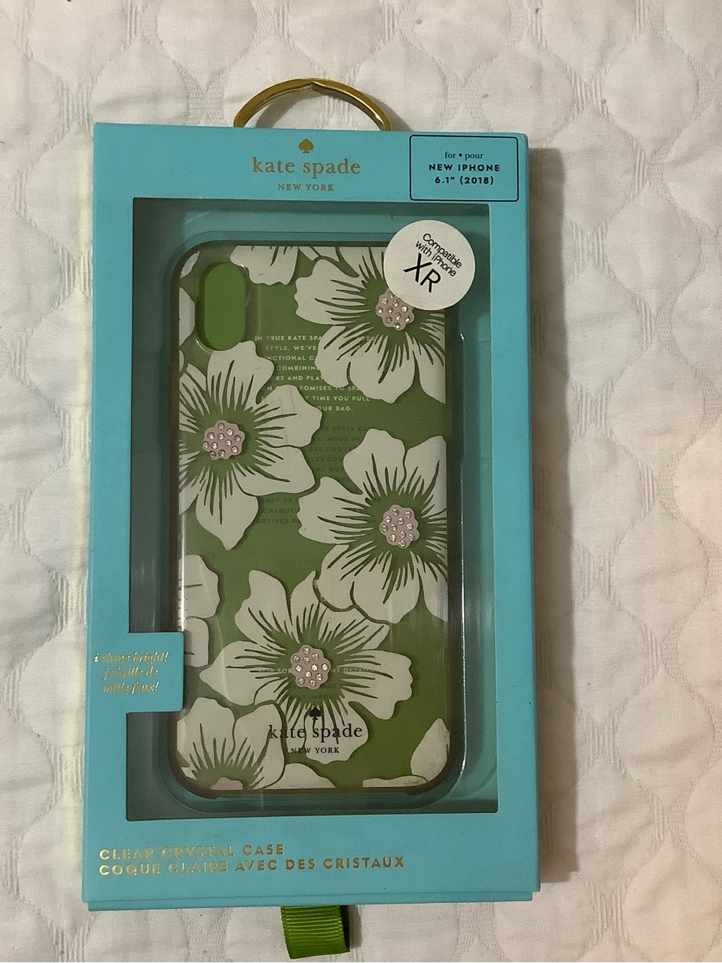 Kate Spade Cell Phones & Accessories | Kate Spade Green And White Floral Iphone Xr Case With Pink Accents | Color: Green/White | Size: Os
