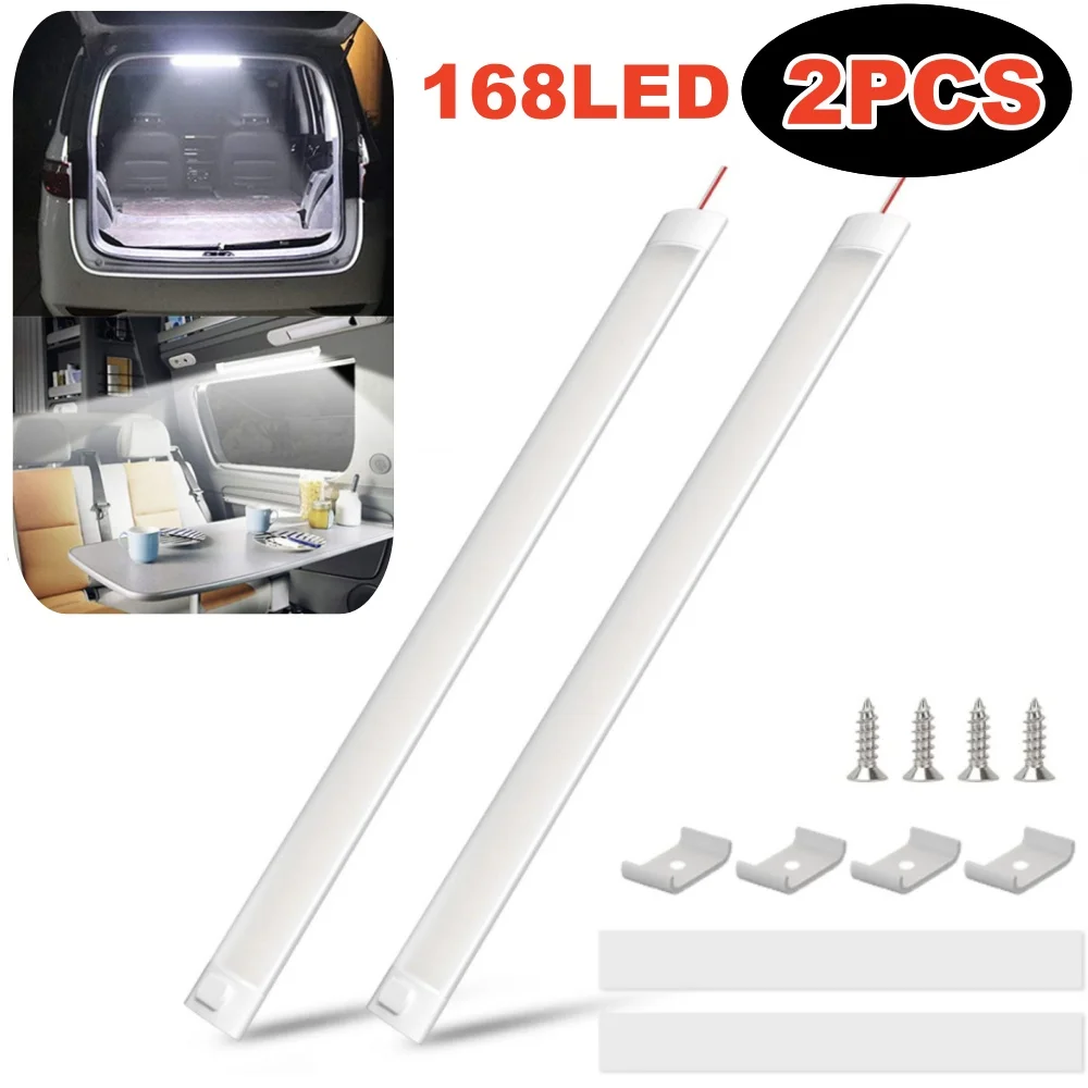 2PCS Auto Stamm Camping Licht 168LED Auto Innen Beleuchtung Decke Dach LED Bar 12V-85V camper Van Lkw Lkw Innen Lichter