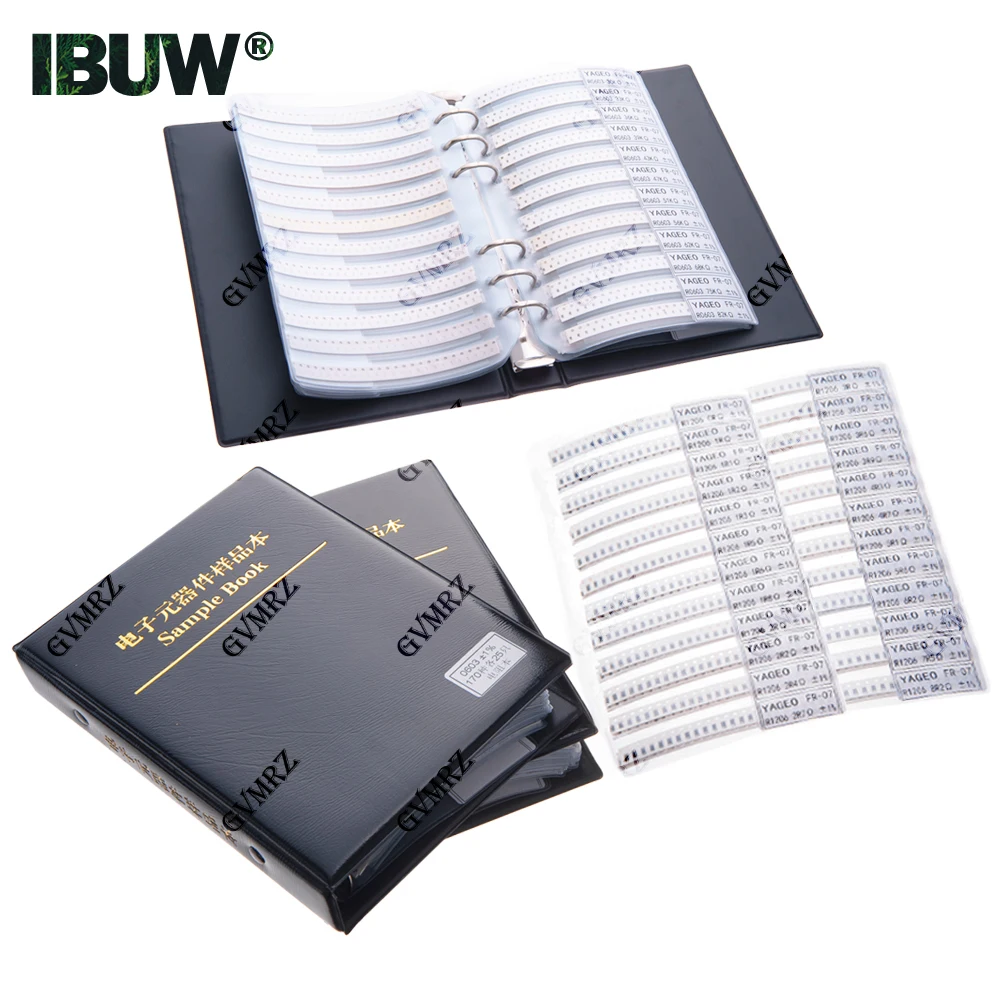 Widerstandskit, SMD-Buch, Widerstandssortimentskit 0201 0402, 0603, 0805, 1206 1 % FR-07, 170 Werte, 0R-10M, SMD-DIY-Musterbuch Image