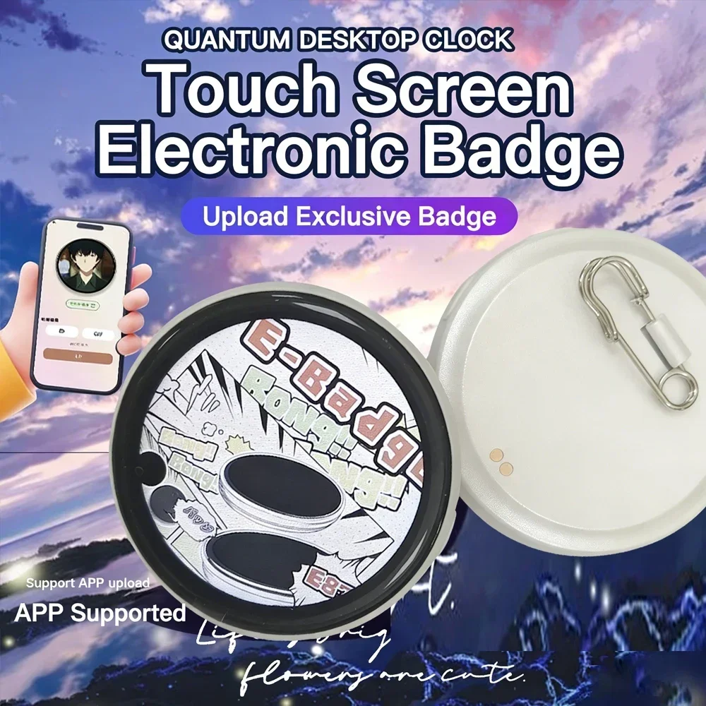 Dynamisches elektronisches Abzeichen-Display, 1,7 Zoll Touchscreen, Anime-E-Abzeichen für Spiele-Peripheriegeräte, ausgezeichnetes Geschenk für Fans, Freunde, Geburtstagsgeschenk