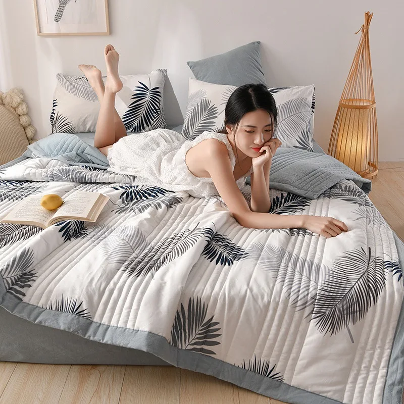 Frühling Sommer gewaschen dünne Steppdecke Napblanket Überwurf bequeme waschbare Steppdecke King Queen Size Doppelbett Paar Erwachsene Steppdecke Image