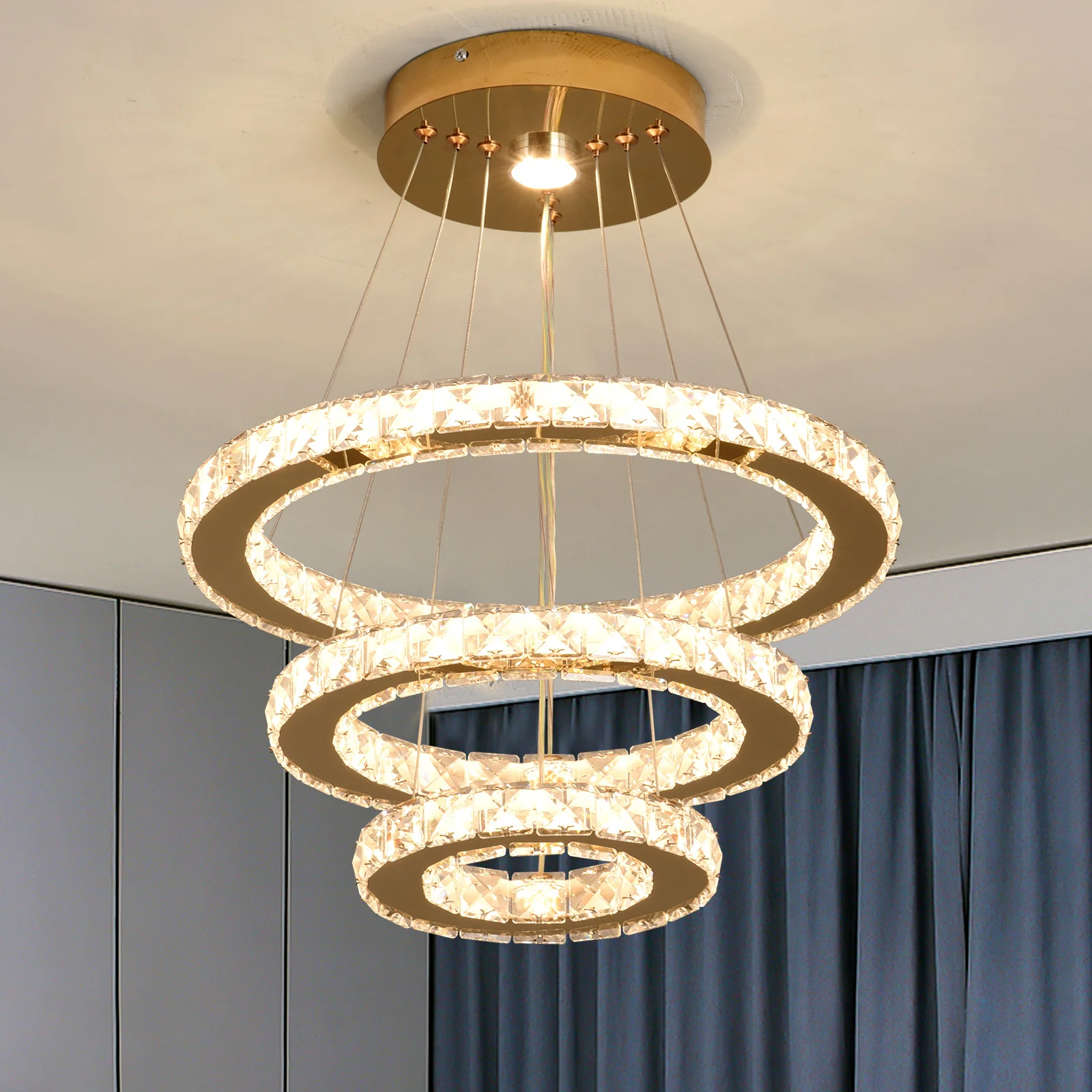 Französische Luxus-Kristall-Kronleuchter für Flur und Wohnzimmer, LED-Deckenlampe, Pendelleuchte für Küche und Esstisch-Dekoration