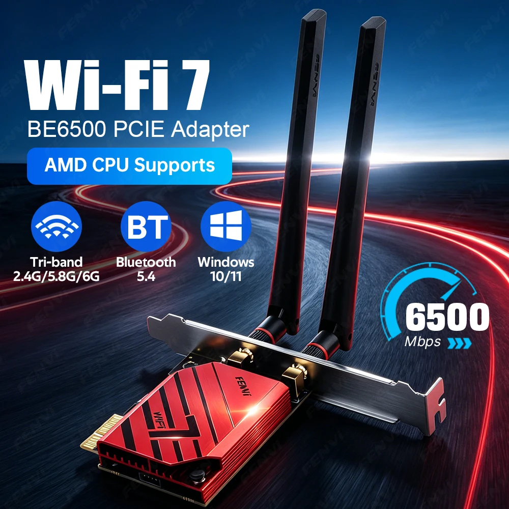 WiFi 7 MT7925 BE6500 PCIE Adapter BT5.4 Tri-Band 2,4G/5GHz/6GHz 802.11BE 6500Mbps Drahtloser Netzwerkadapter für AMD Win10/11 Image