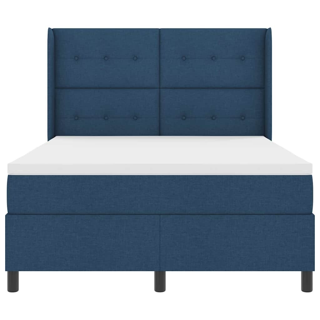 vidaXL Boxspringbett mit Matratze mit Kopfteil Blau 190 x 140 cm Stoff Image