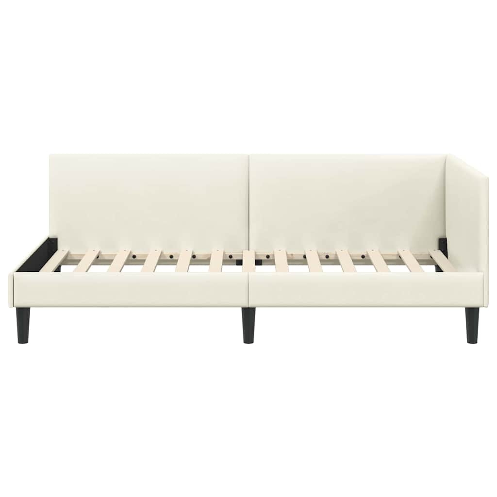 vidaXL Eckbettgestell mit Kopfteil Creme 90 cm x 190 cm Samt Image