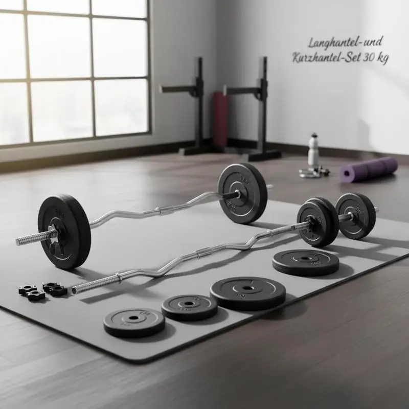 Hantelset 30 kg für Fitnessstudio, Gymnastik, Zuhause, verstellbar, robust, aus Metall, Krafttraining Image