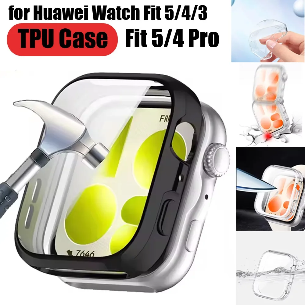 TPU-Hülle für Huawei Watch Fit 5/4/3, Rahmenschale für Huawei Watch Fit 5 Pro/4 Pro, kann verwendet werden/erspart das Aufbringen von Schutzfolie Image