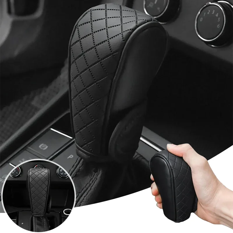 Hohe Qualität Auto Shift Griff Abdeckung PU Leder Nicht-rutsch Verschleiß-beständig Universal Auto Automatische Getriebe Mantel Auto dekoration Image