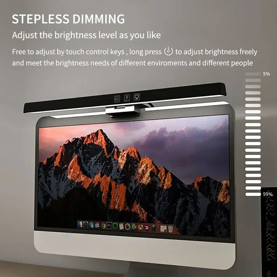 50CM LED-Schreibtischlampe mit Bildschirm-Hängeleuchte USB-Anschluss Stufenlose Dimmung Augenschutz-Monitorleuchte zum Lesen, Lernen und Arbeiten