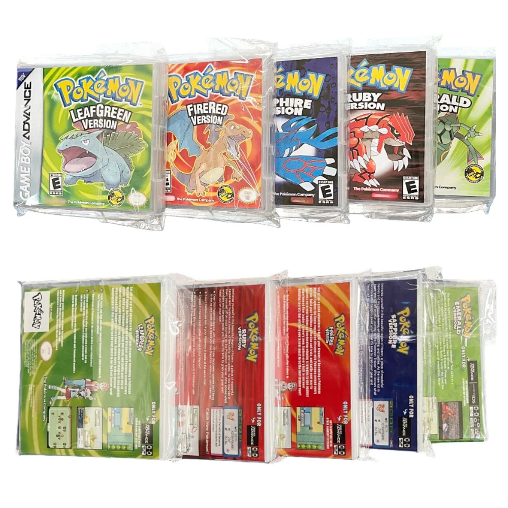 Pokemon 32 Bit Video Game Collection Game Cards Boxed Series Emerald FireRed Leafgreen Ruby Sapphire 5 Versions GBA Game