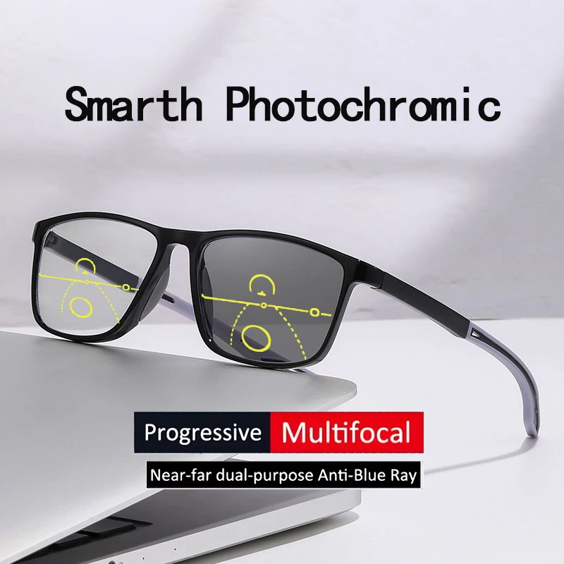 Photochrome progressive multifokale Tr-Sport-Lesebrille mit Blaulichtschutz für Nah- und Fernsicht004 Image