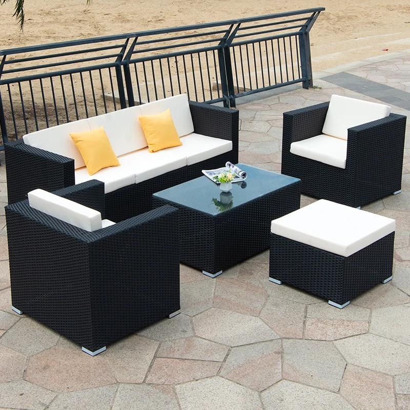 Ensembles de meubles de jardin en rotin extérieur canapé cour feu ensembles de meubles de jardin modernes crème solaire métal Conjunto meubles de maison