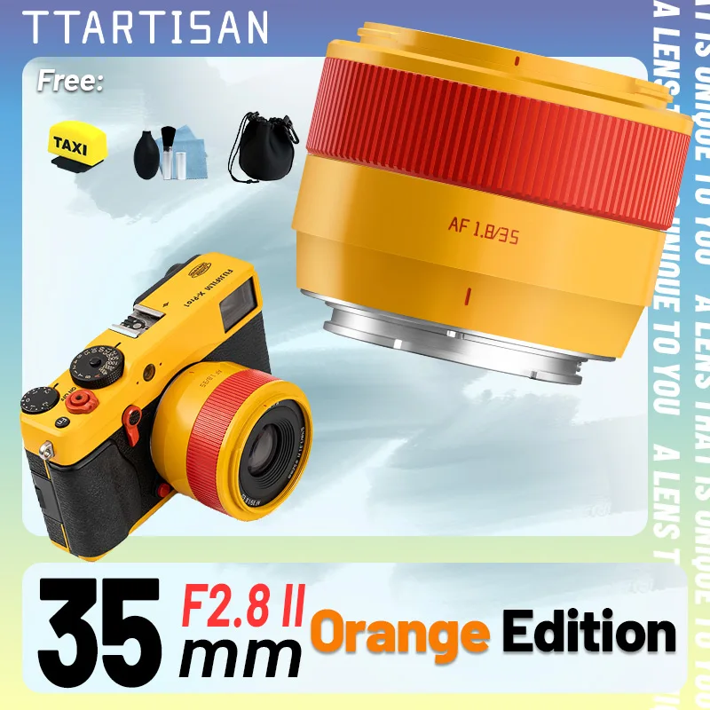 TTArtisan 35mm F1.8 II APS-C Orange AF Autofokus-Objektiv für Sony E Fuji X Mount Spiegellose Kameras A6600 A6400 A7C XT50 XE5 XM5 XS Image