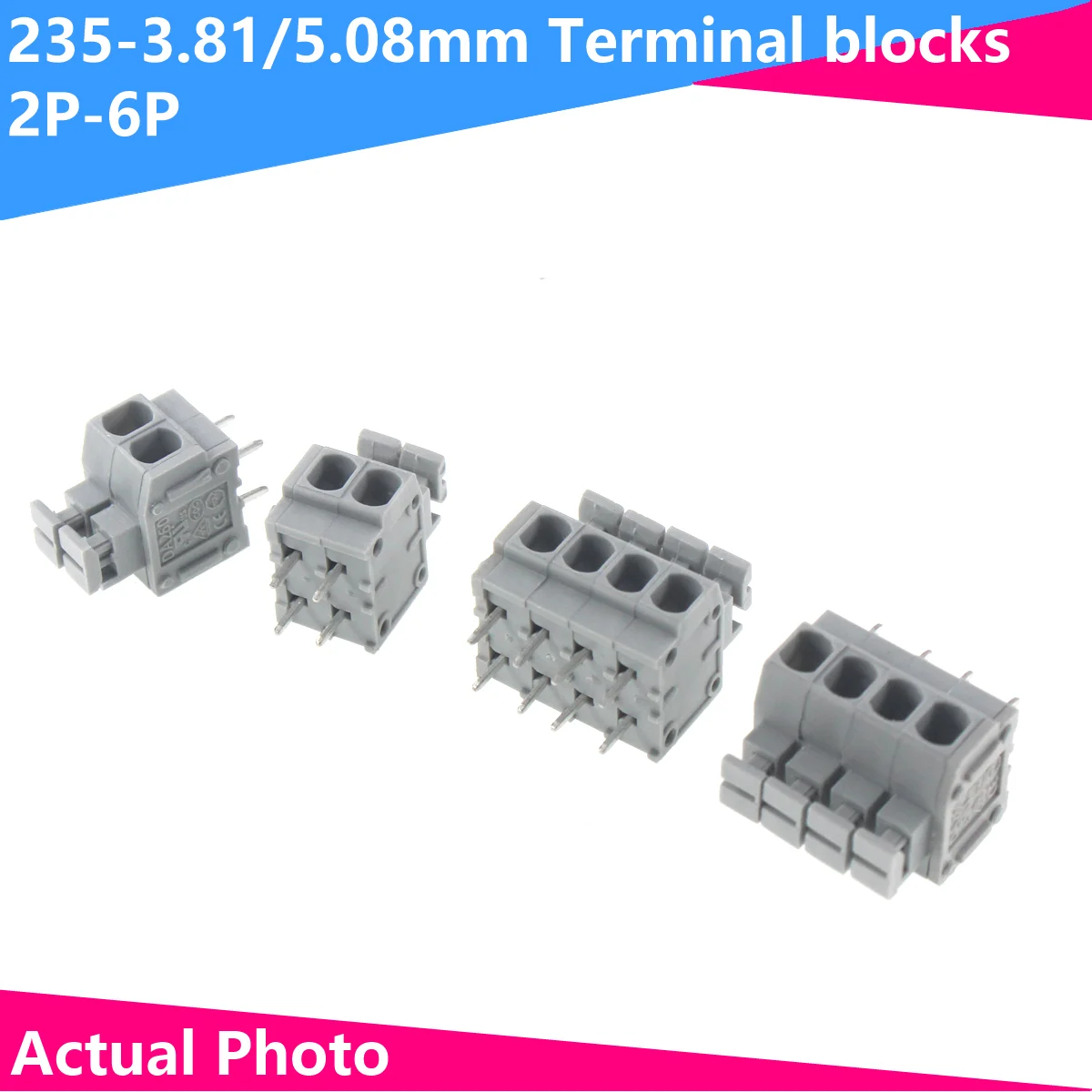 5 Stück kf235-0. 5mm kf235-3. 3 mm-2/3/4/3,81/8p gerader Dip 5,0 v 10a Leiterplatte schrauben loser Draht feder klemmen blockst ecker Image