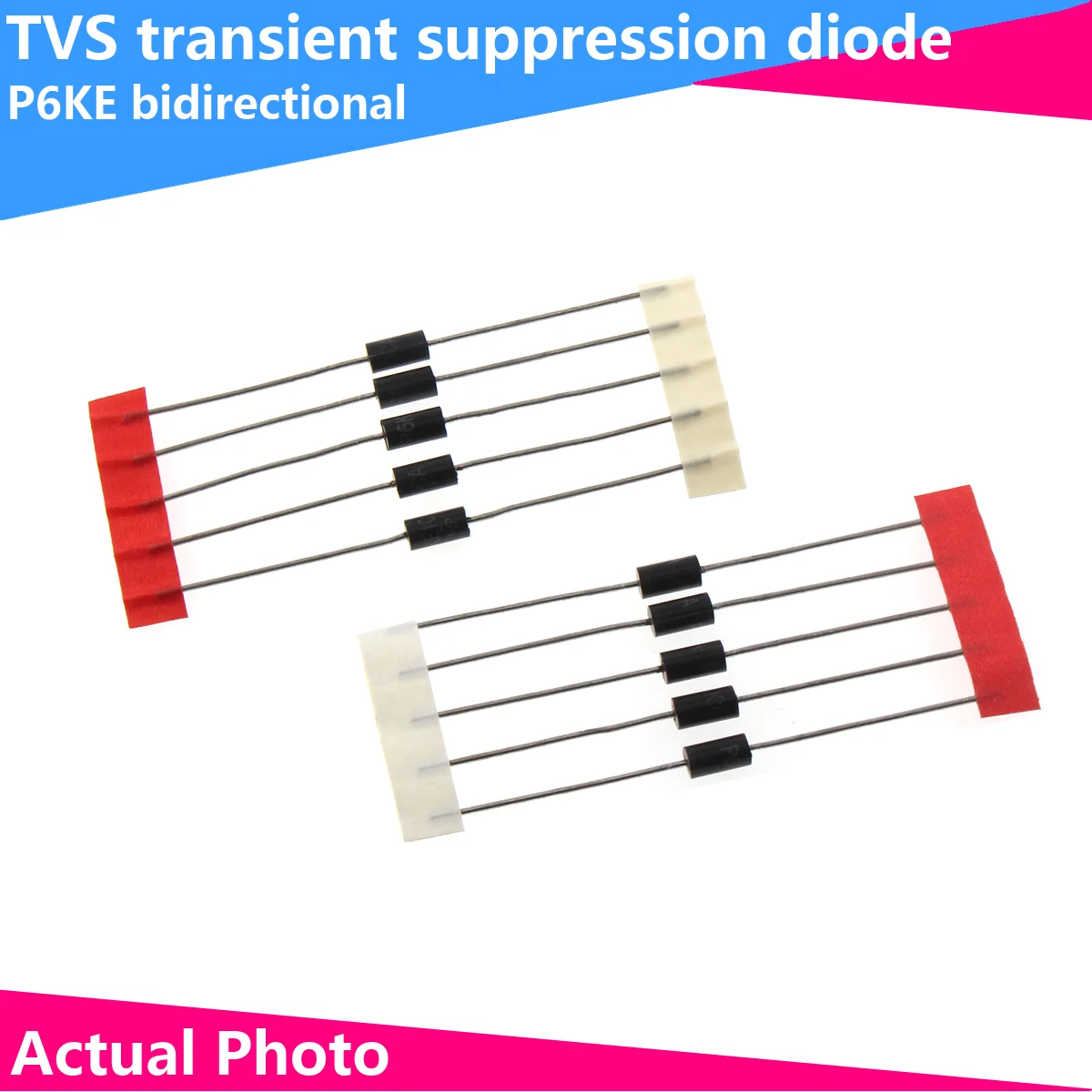 50 Stück Zweiwege-P6KE6.8/8.2/10/12/15/16/22/30/62/100/200/300/440CA TVS-Diode P6KE Image