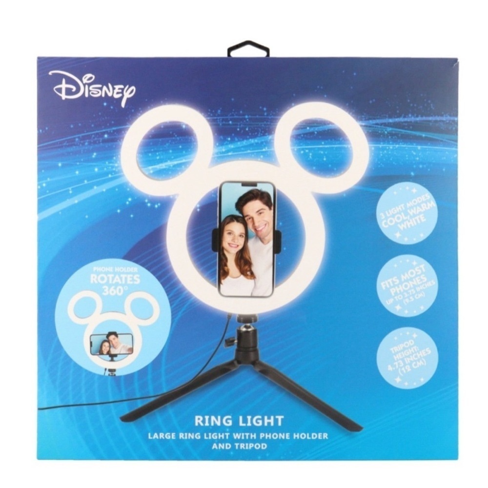 Disney Accessories | Disney 12" Xl Ring Light And Smart Phone Tripod Multiple Light Modes Black | Color: Black | Size: Os