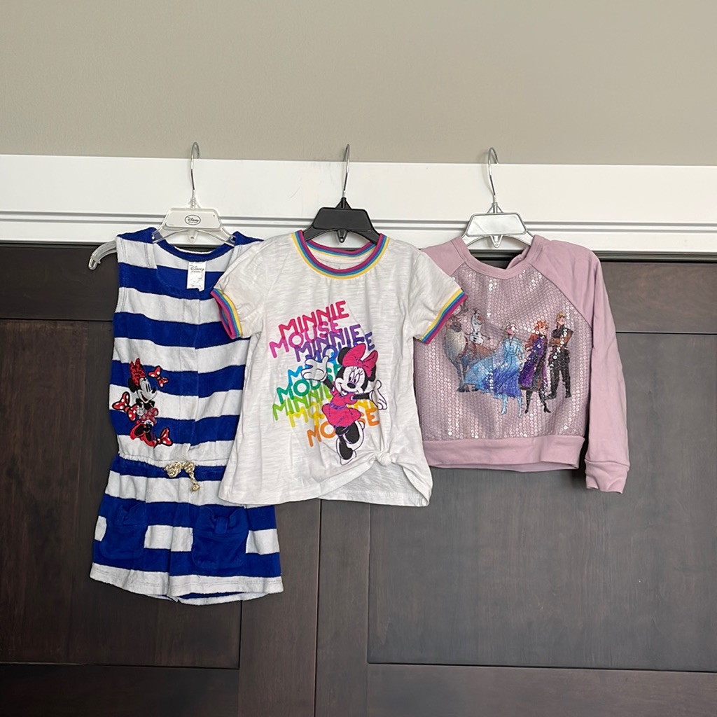 Disney Shirts & Tops | Bundle Of Disney Store Parks Girls Clothing Size Xs/4 Minnie Mouse And Frozen | Color: Pink/White | Size: Xsg