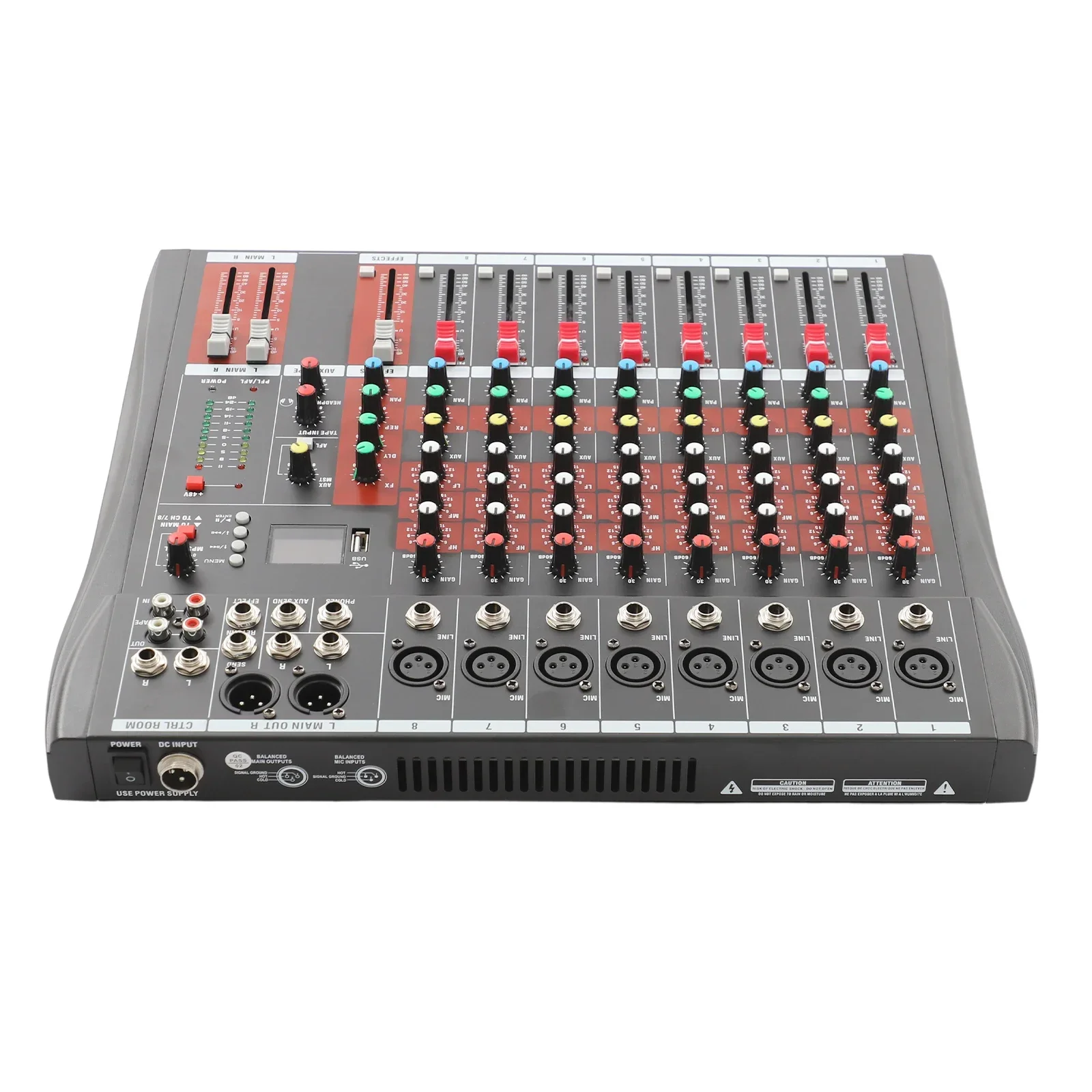8-Kanal-Studio-Mix-Live-Mixer Audio-Mischpult mit Bluetooth und USB für Zuhause, KTV, Schulen, Bars, Konferenzen Neu Image
