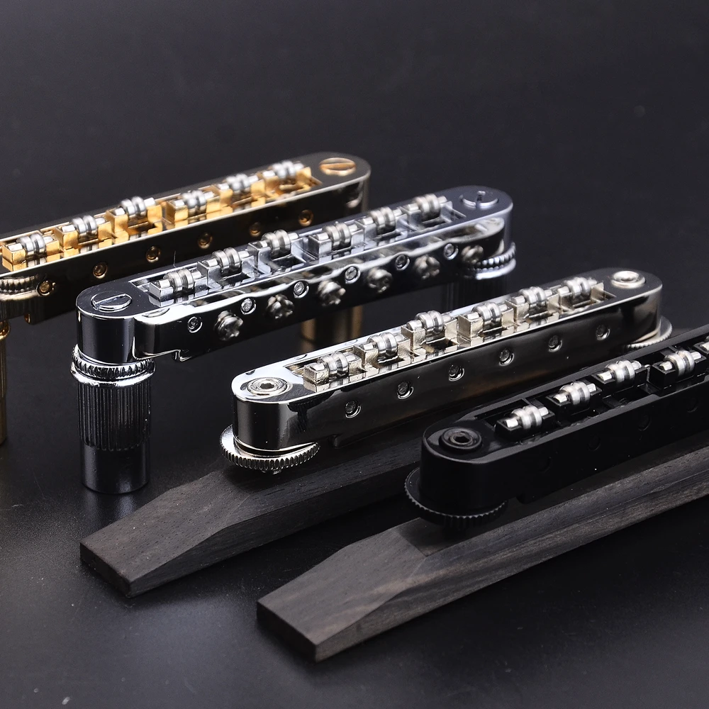 6-saitige Tune-O-Matic Roller Saddle Bridge für LP SG Archtop Jazz Gitarre mit Ebenholzbasis Image