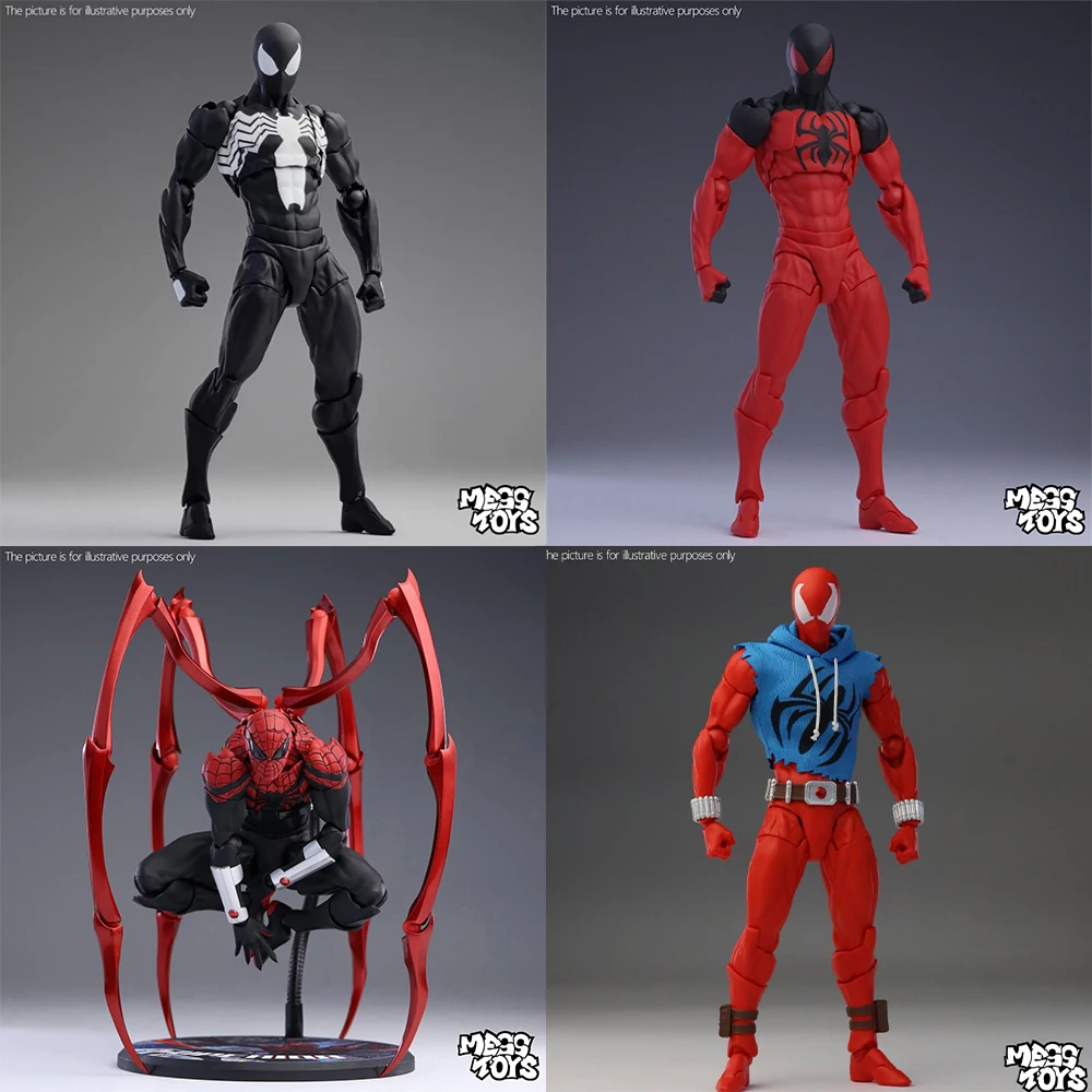 Original Mess Toys Spiderman Figur Schwarzer Anzug Nachbar Symbiont Messtoys Scarlet Nachbar Actionfigur Ct Schwarz Rot Spider-Man Image