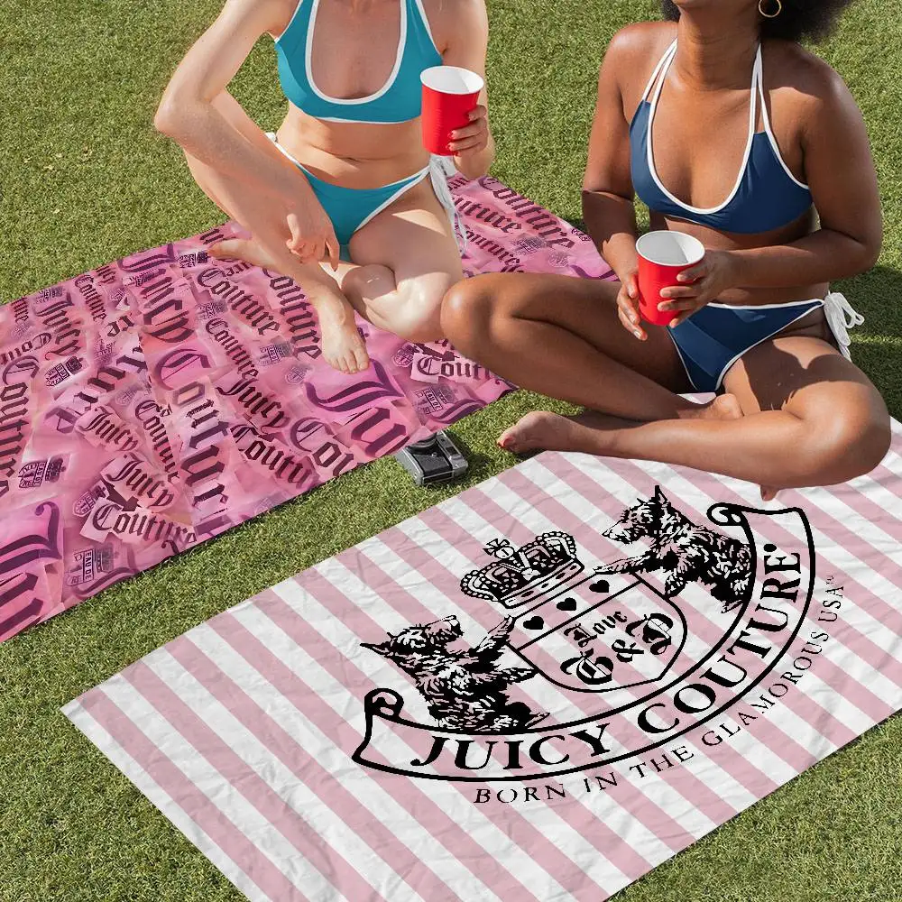 J-Juicy C-Couture Strandtuch, bunte Badetücher für Mädchen, Mikrofaser, schnell trocknend, individuell, sandfrei, für Strand, Yoga, Spa, Gym, Pool Image