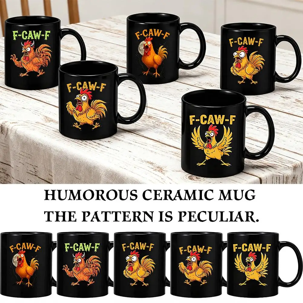Hühner-Wortspiel, sarkastische Keramik-Kaffeetasse, lustige Caw-F-Hühner-Kaffeetasse, 11 Unzen, verrückter Hahn, Humor-Akzent-Tasse, Geschenk für Freunde Image