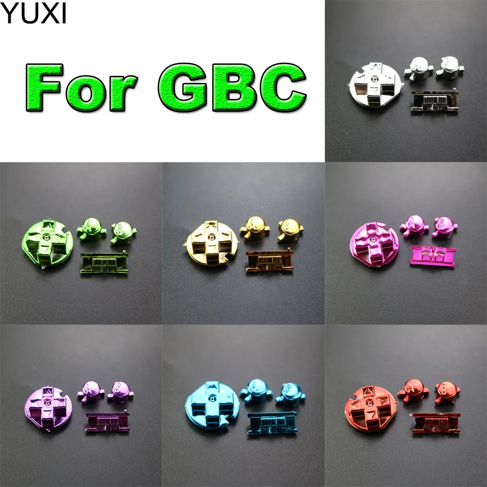YUXI 1Set Ersatz-Set für farbige GBC-Konsolen-Tasten, A, B, D-Pad-Taste, Ein-/Aus-Taste Image