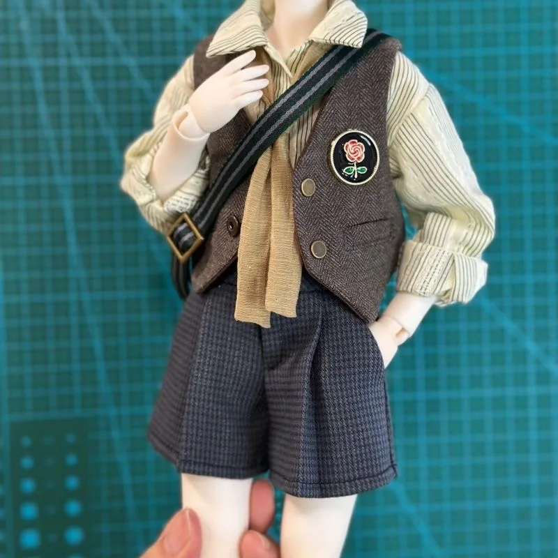 BJD Puppenkleidung geeignet für 1/5 Größe süße Retro Weste Anzug Kleidung Set Puppenzubehör (6 Punkte) Image