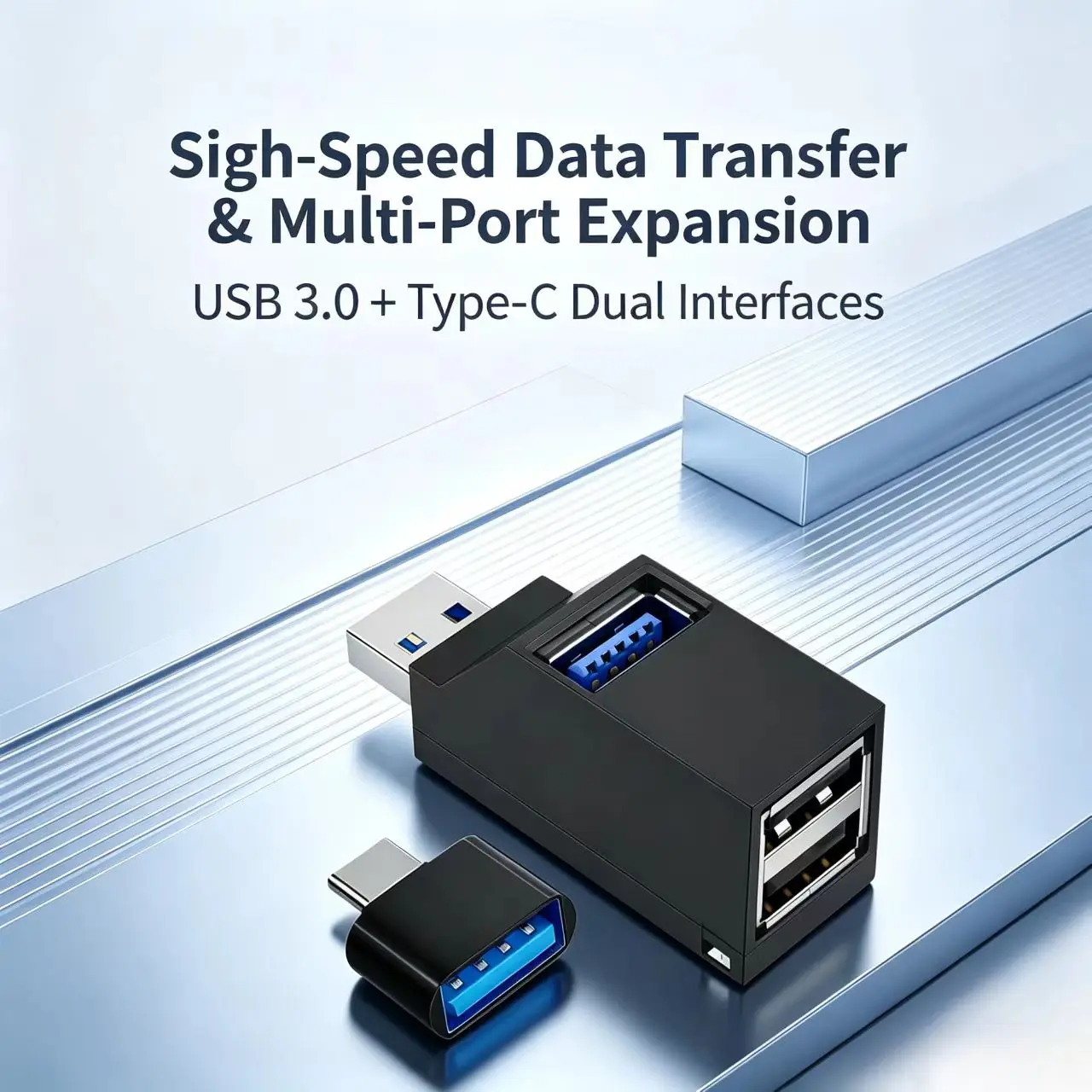 USB 3.0 HUB Adapter Erweiterungsbox Mini-Splitter 1 zu 3 Anschlüsse High-Speed USB 2.0 für PC Laptop U-Disk Kartenleser Image
