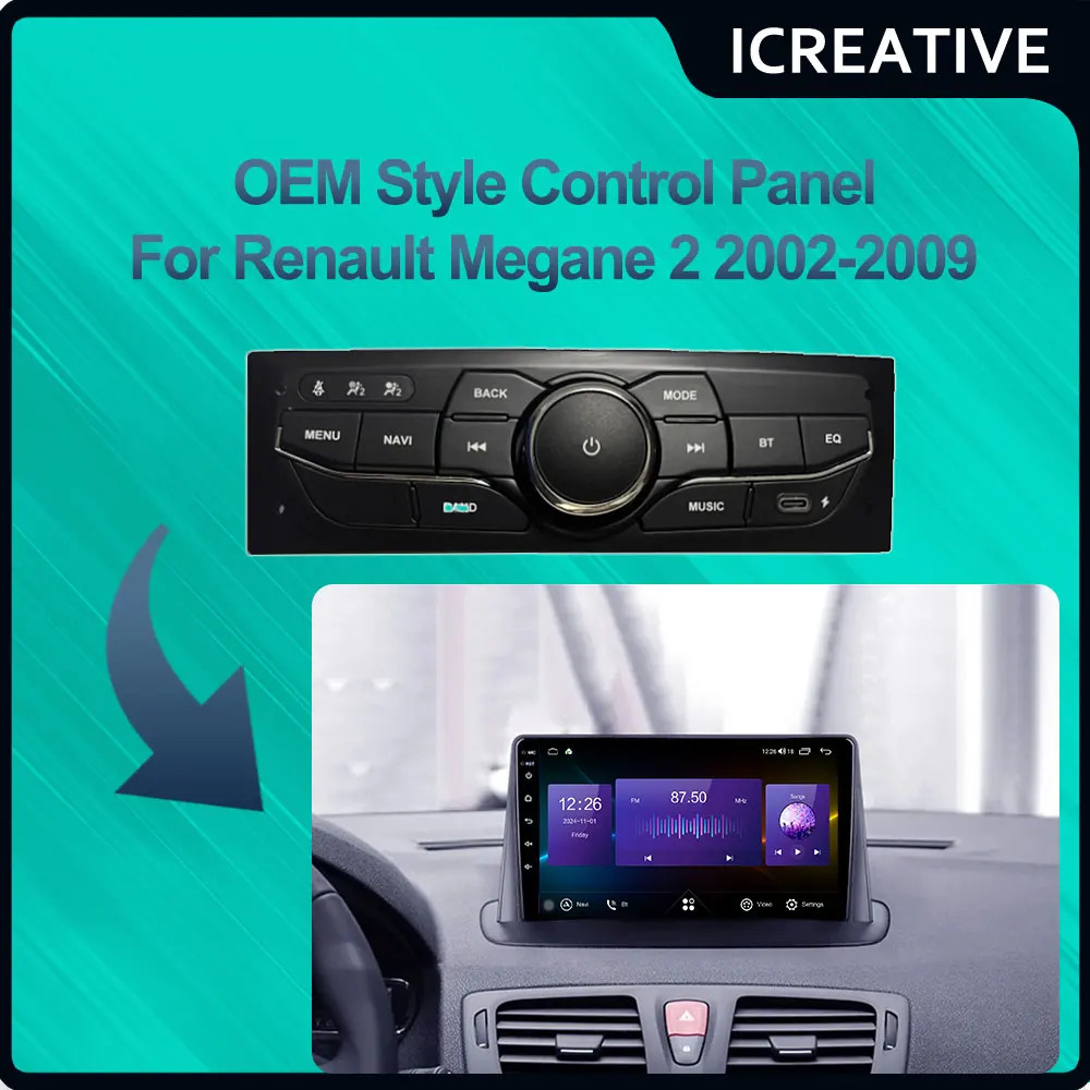 Auto-Android-Bildschirm-Bedienfeld im OEM-Stil für Renault Megane 2 2002–2009 zum Android-Bildschirm, Auto-Video-Player Image