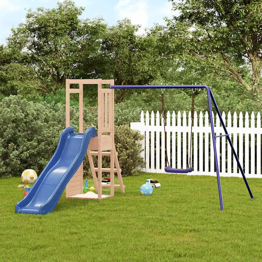 Spielplatz aus Massivholz für den Garten – mit Rutsche, Kletterwand, Schaukel und Sandkasten für Kinder ab 3 Jahren. Image
