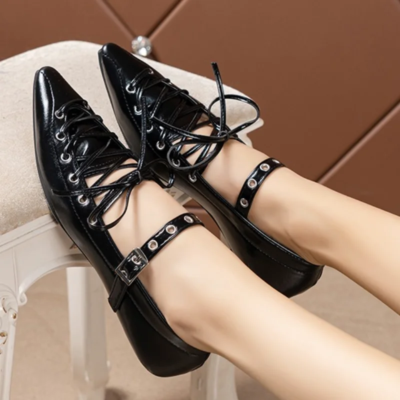 Frauen Spitz Sandalen Wohnungen Ballett Schuhe Sexy Lace Up Schuhe Sommer 2025, Luxus Mary Jane Party Schuhe Casual Flache Zapatos