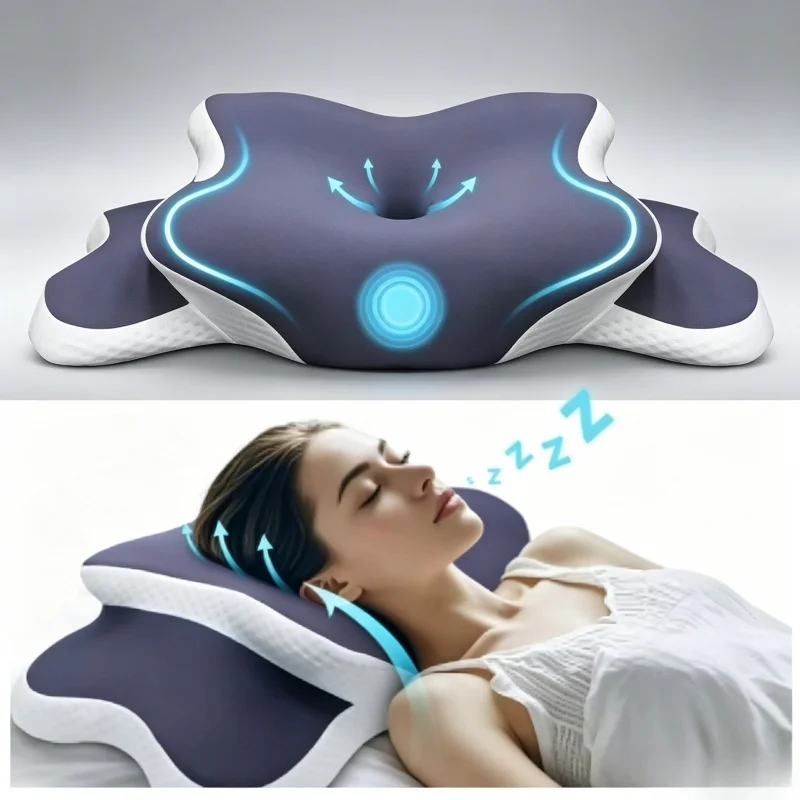 Ergonomisches Memory-Schaum-Nackenkissen zur Schmerzlinderung, orthopädisches Stützkissen für alle Schlafpositionen Image