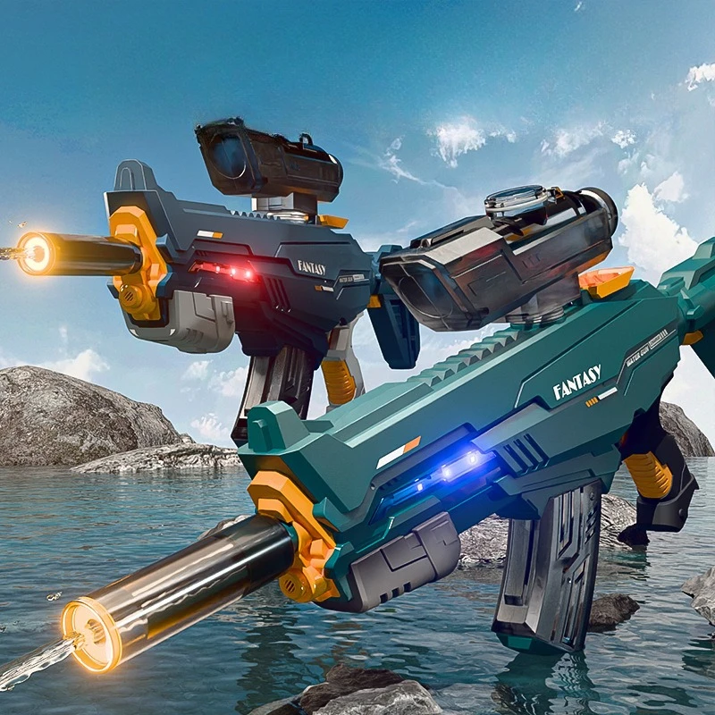 Elektrische Wasserpistole Spielzeug-Automatikgewehr Wasserblaster mit Zielfernrohr und Schaft Outdoor-Sommer-Pool-Spielzeug für Erwachsene und Jungen Image