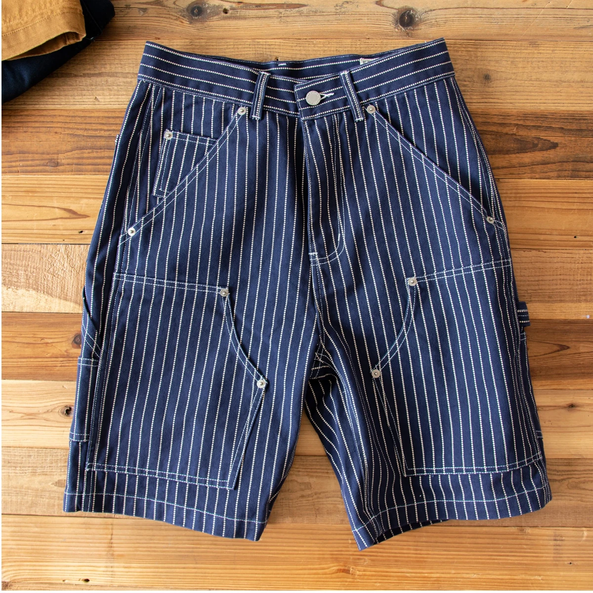 12oz Heavyweight 100 % Baumwolle WABASH Dobby Canvas Vertical Stripe Lumberjack Shorts Unisex American Retro Casual Cargohose