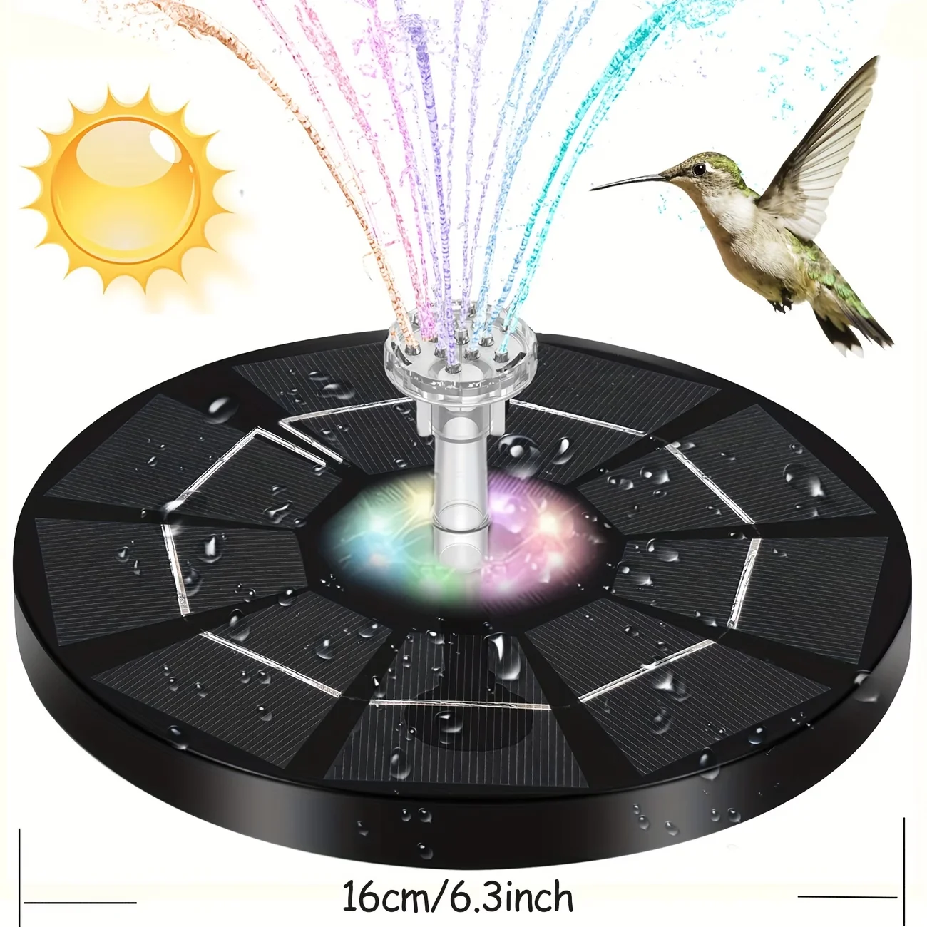 Solar-Springbrunnenpumpe mit Ersatzbatterie, für Vogelbad und Außenteich, Solar-Wasserpumpe Geeignet für Gartendekoration