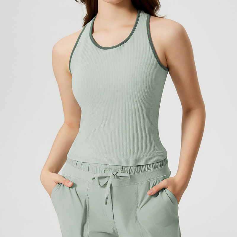 Women's pilates top Yoga Shirts Yoga Tank Tops Stand Collar Sun Protection Stretchy Breathable Racerback Sleeveless Sports Solid Color Top For Gym Workout Running Fitness Slim Activewear