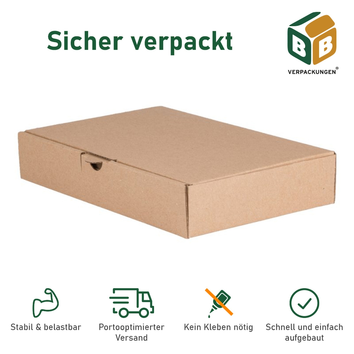 BB-Verpackungen GmbH 50 x Maxibriefkarton (180 x 130 x 45 mm) DIN A6 stabiler Versandkarton Faltschachtel Versandschachtel Wellpappe BB-Verpackungen