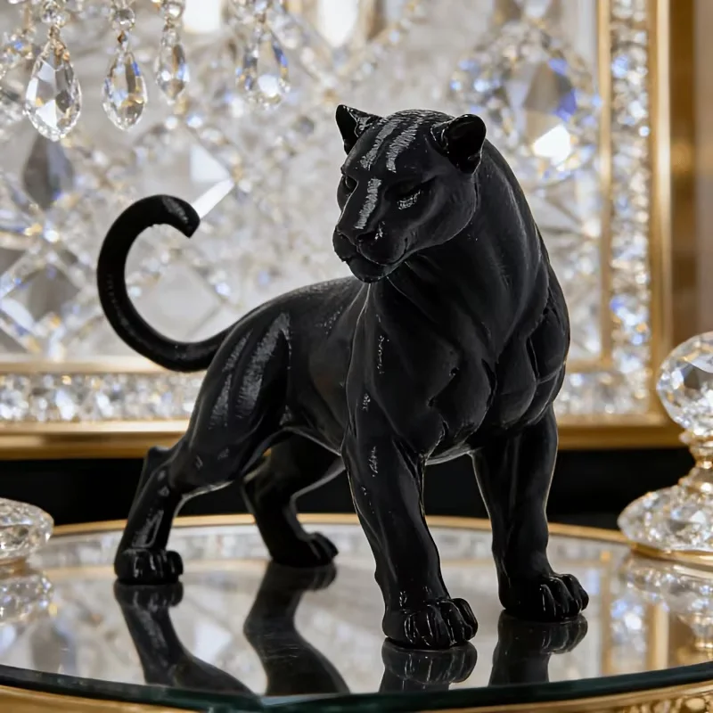 Ornement en forme de léopard, statue de panthère noire, design rêveur, décoration de bureau, cadeau créatif, ornement de salon, ornement de voiture, article cadeau original et cool