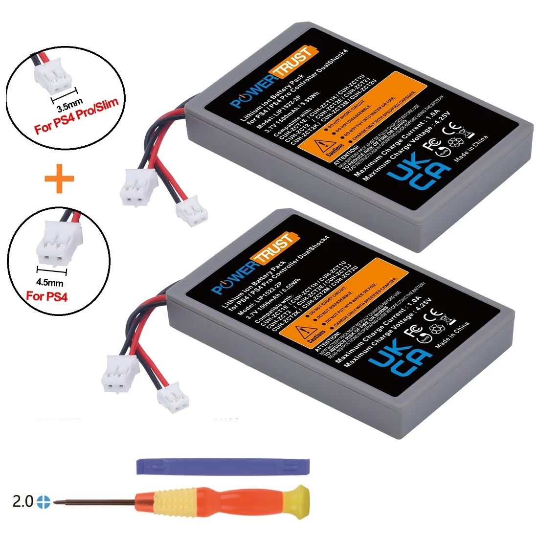 For SONY PS4/ PS4 Pro slim LIP1522 & KCR1410 Dualshock 4 V1 V2 Wireless Controller Playstation GamePad 1500mAh Replace Battery