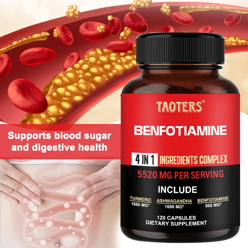 TURMERIC+ASHWAGANDHA+BENFOTIAMINE 5520 mg - Potent antioxidant,Cognitive & Energy Support,Immune System Health