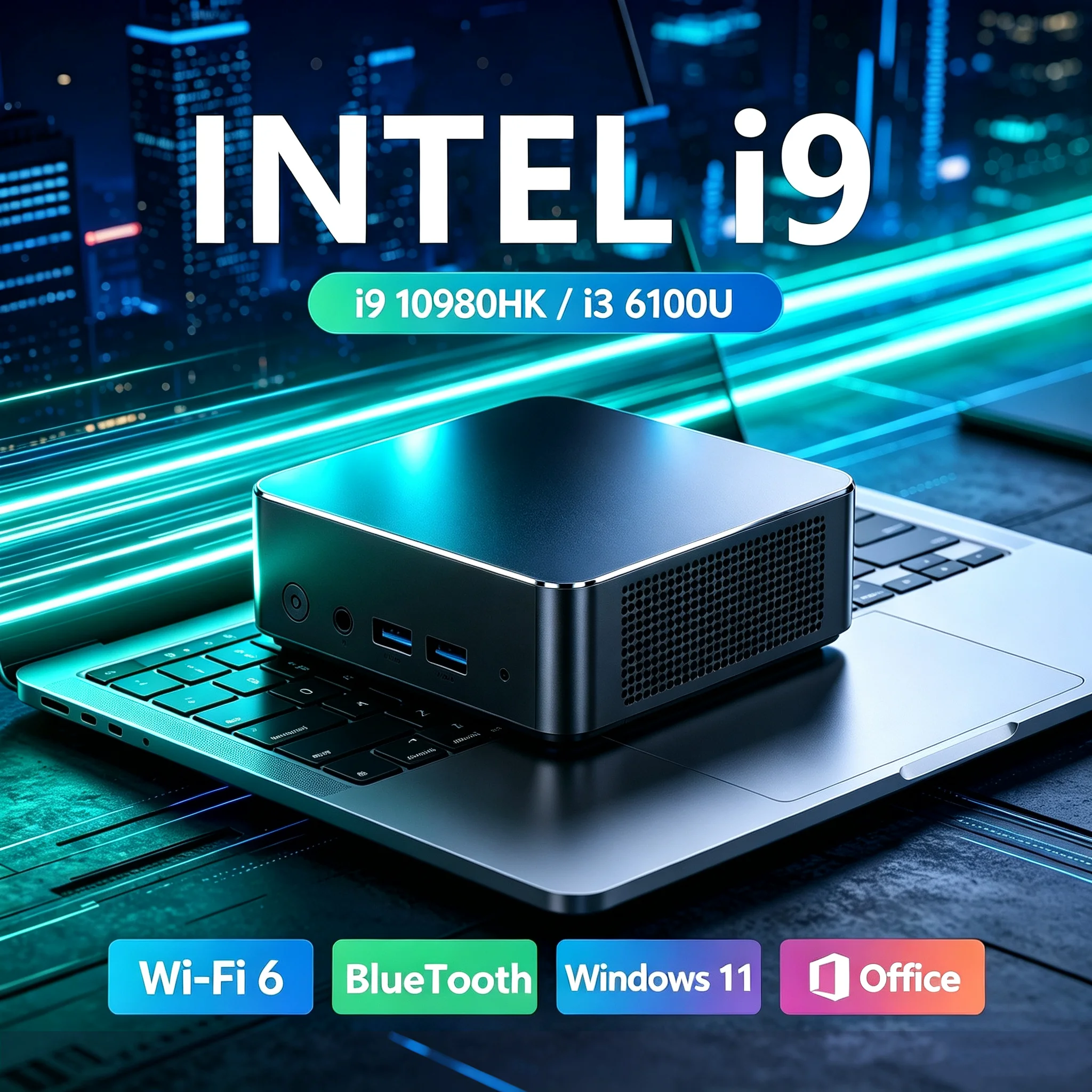 I9 MINI Gaming Computer Intel Core I9 10980HK/Core I3 6100U MINI PC 16GB DDR4 2048GB SSD WiFi 6 BT5.2 Gaming MINI PC