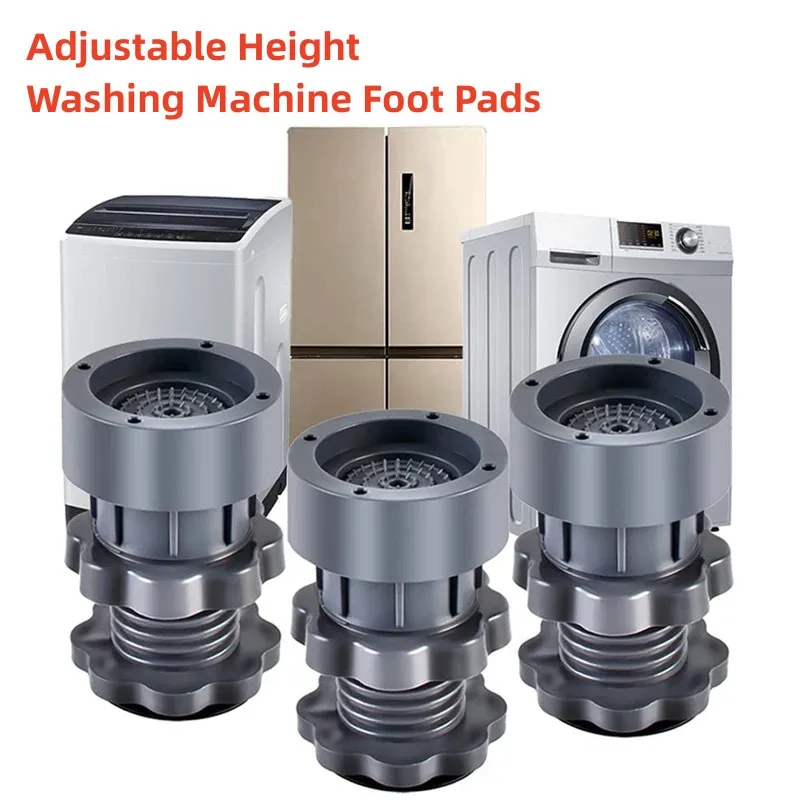 4pc Universal Adjustable Height Washing Machine Foot Pads Silent Skid Raiser Mat Washing Machine Support Dampers Stand Furniture
