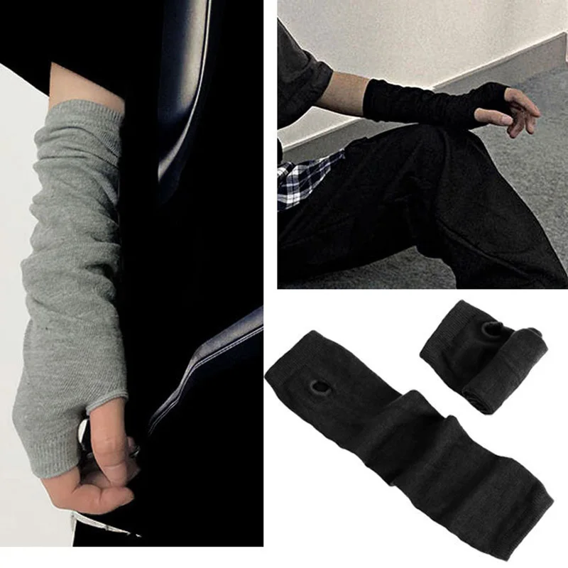 Manchette de danse sans doigts pour hommes et femmes, chauffe-bras et coudes, manchette cosplay, tricot ninja sombre, longue conduite, manches isotSleeve du soleil, hiver chaud, L32