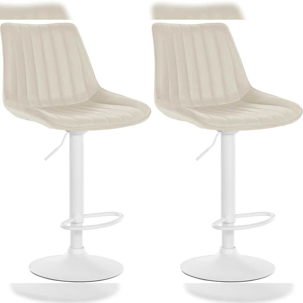 CLP 2er Set Barhocker Toni Kunstleder creme/Metall matt weiss Image